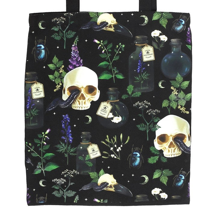 Venom & Vines Gothic Skull Tote Bag
